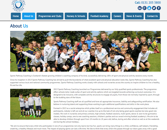 Web Design for a Sports Academy